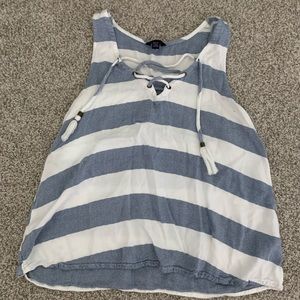 Blue and white striped tank top